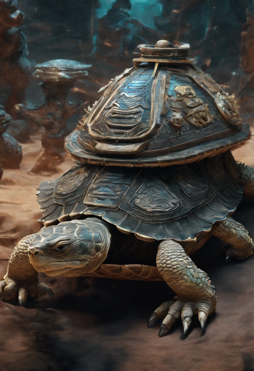 (tmasterpiece,high qulity,high detal,hyper HD:1.5),The shell of a turtle,(faucet:1.5),The dragon's head grows on the turtle's body,Creature composed of dragon and turtle,Dragon turtle,a Oriental Dragons,Big turtle
