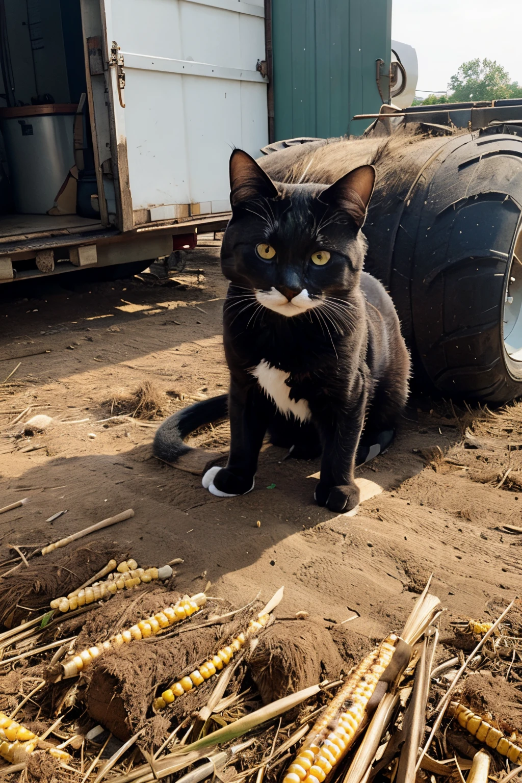 cat corn farmer