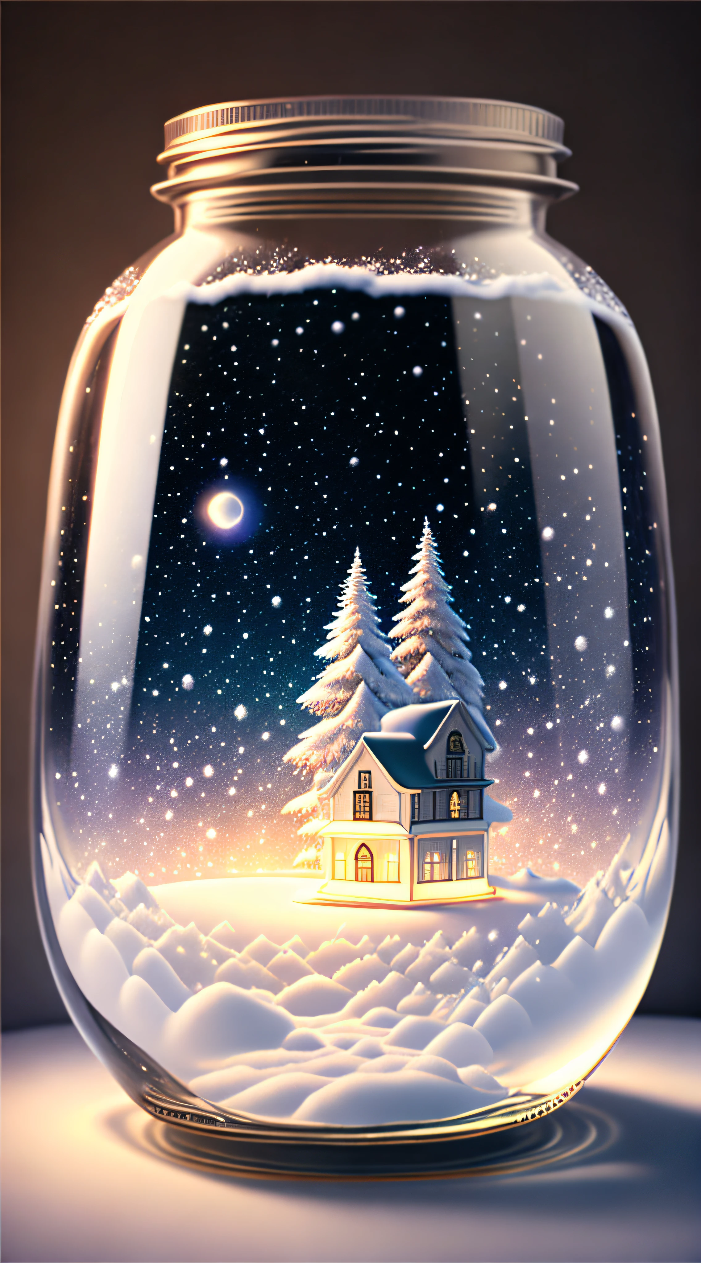 The entire universe is contained in a glass jar, ultra-realistic, ultra-detailed, dramatic lighting, 4k, snow-white environment