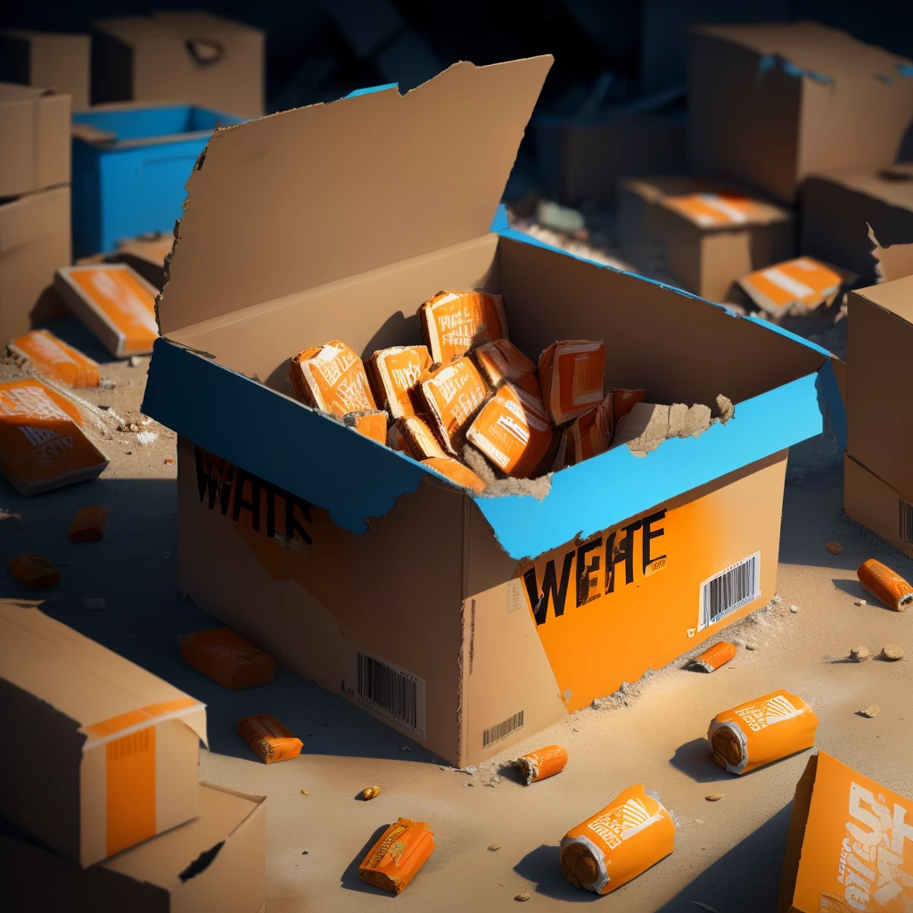 A box of wheaties sitting in the rubble of the apocalypse