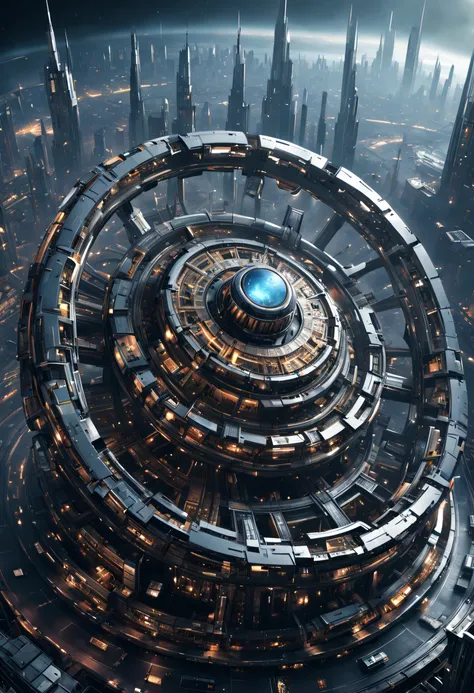 （very unified cg scene design），（a ring-shaped future city suspended in the universe），（neatly arranged future technology houses i...