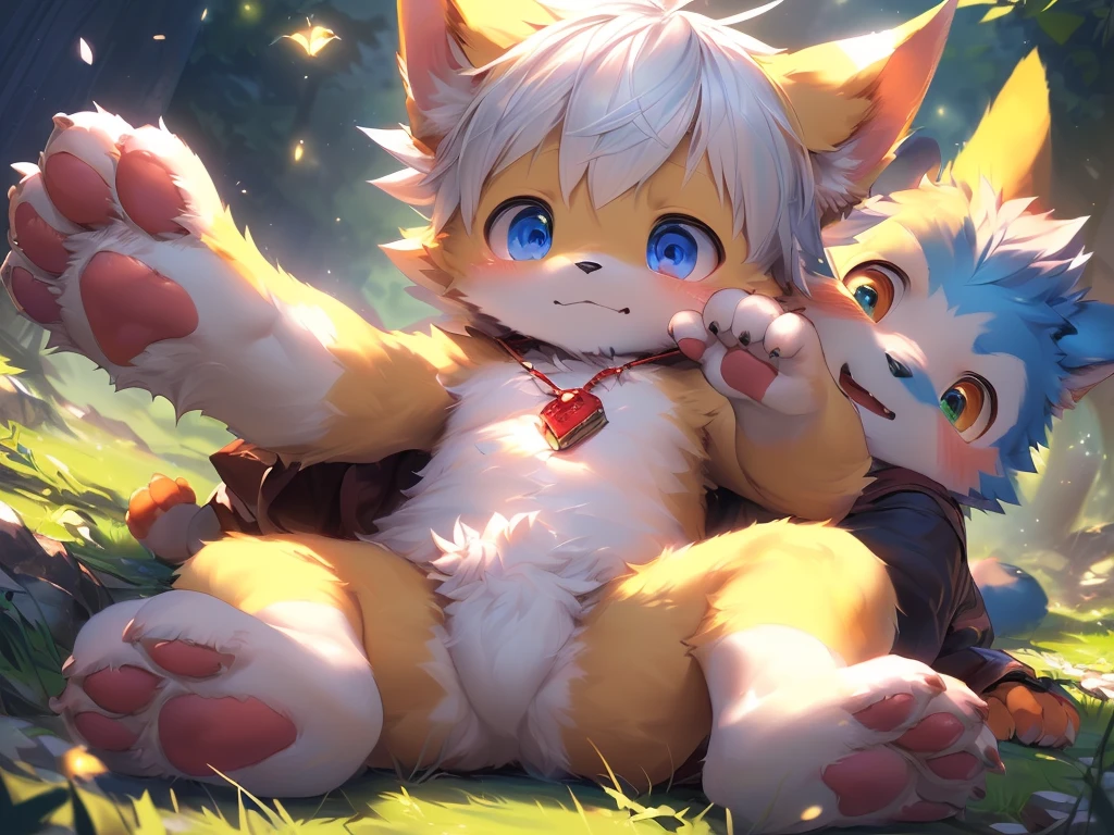 Alone,(bellway:0.8),(shota,Gamine,cub,young,catss,Yellow fur,adorable expression,toddlers,Blue pupil,A yellow-haired one,A lock of white hair,A boy with)correct hand,Correct foot shape,crawl onto the grass,spread their legs,Put one paw between your legs,raised his hand,nakeness,cropped legs,Round Chin,small ruby necklace,There are strange patterns on the body,Expose yours
(电影灯光), ((detailedbackground)), ((looking to the front)), (((three fourths view))), (((Flustered))),(Heavy breathing),(happy mouth),(lust),(Half shadow),Pink paw pads,paws with claws,(Small animals_:0.5),(_clew:0.5)
Super detailed breakdown,(NSFW:1.2),Colored digital line art,realistically,(flatcolors:1.2),thick outline,(limited palette:1.1),GameCG,(3D:1.2),(realistically:1.2),(tmasterpiece,Best quality,Great,Highly detailed CG Unity 8k wallpaper,Super beautiful illustrations:1.2),The content is very detailed,Volumetriclighting,The best shadow,(depth of fields,Light particles,电影灯光:1.1),Wind lift,speed-line,offcial art.
intermittently
(by lindong:1.25),(Through the point:1.25),(by Mamado:1.1),(author:Xia Dongni:1.1),(by Telson:1.1),(tarantino violinist:1.1),(by kilfer:1),(by oxfort2199:1),(by syuro:1.2),(by s1m:1.2).
Break with vibrant colors,countershading,hight contrast,photography \(a work of art\),(actual:1.2),(empty,Ridiculous resources:1.2),Detailed pubic hair,Detailed pubic hair face,詳細な目,(Realistic fur,Delicate fur:1.25),detailedbackground,amazing background.