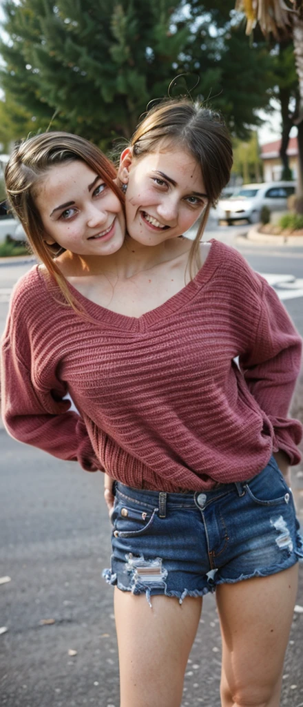 2heads, (two headed girl:1.5), ( girl:1.5)