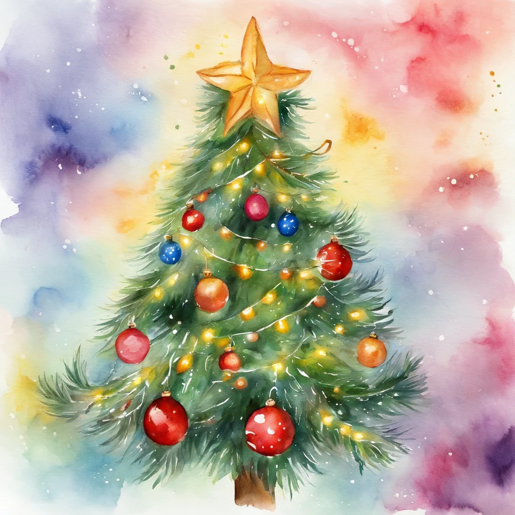 Cute Christmas tree and Christmas lights Beautiful Christmas ornaments