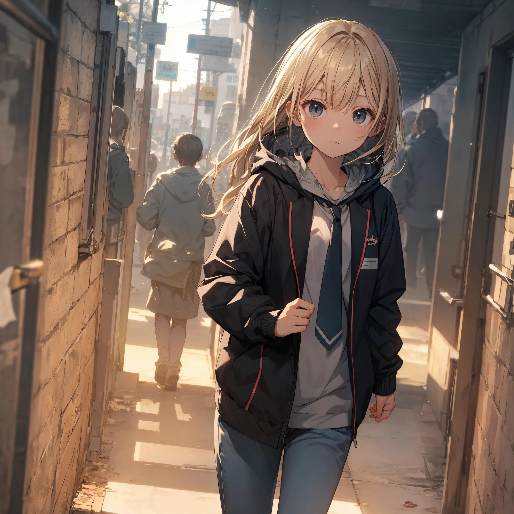 of the highest quality, anime moe art style,Best Anime 8K Konachan Wallpapers,Pixiv Contest Winner,Badass Anime 8K,Perfect Anatomy, (Draw a girl sleepily walking to school. ),BREAK, 1girl in, (Solo,Lori,,13yea:1.3),a junior gynous attraction, (Very short hair),hair messy, Full limbs, complete fingers,flat chest, Small butt, groin, Small eyes,Precise black eyes,disgusted eye, School uniform, Skirt,On the way to school. BREAK,Ultra-detailed,High resolution,super detailed skin, Professional Lighting, (cool illustration:1.2),