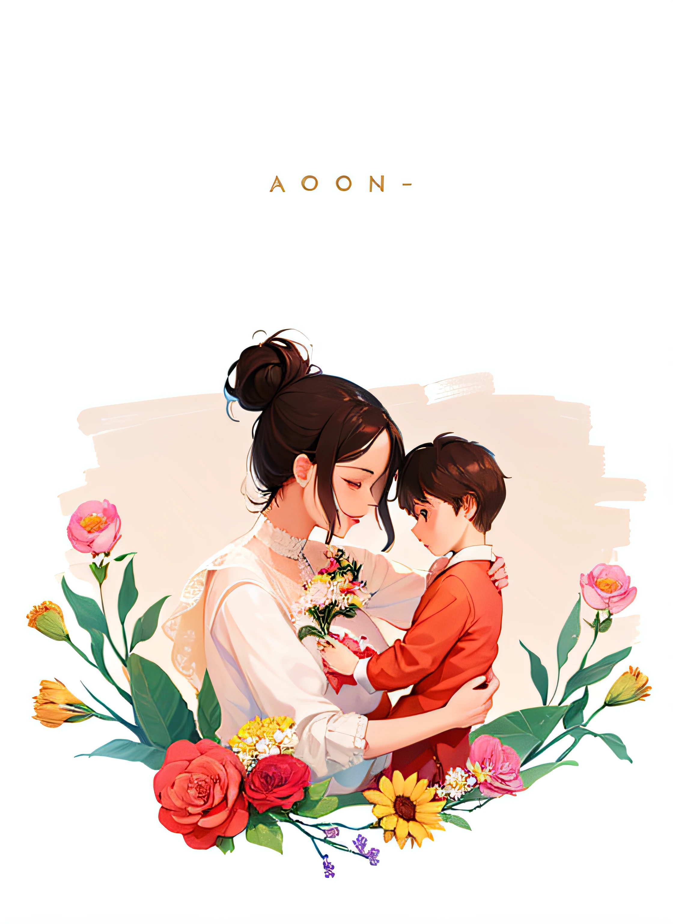 a woman and hug in front of flowers, mother, your mom, motherly, comforting and familiar, holding flowers, simple and clean illustration, holding a flower, emotional picture, picking up a flower, carrying flowers, mom, with flowers, manual, a beautiful artwork illustration, exploitable image, wholesome digital art, maternal, exciting illustration, 2 d, 2d
