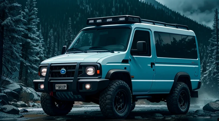 modern 4x4 off-road van, hyper detailed, ultra textured, cinematic lighting, dramatic lighting, natural lighting, octane rendering, volumetric lighting, 8k