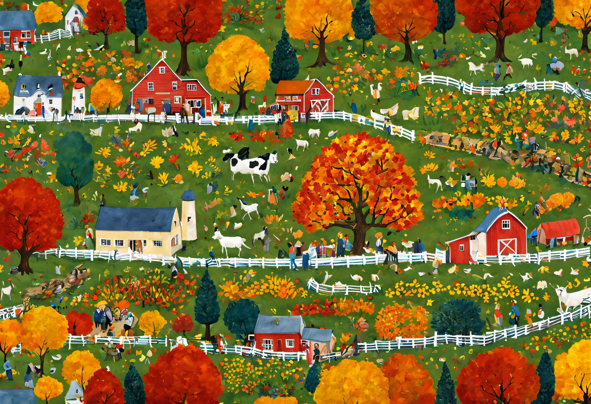 Elsa Besco, autumnal, crowd of, farms, iintricate, (Best quality at best, tmasterpiece, Representative Works, offcial art, professional, Unity8k wallpapers:1.3)