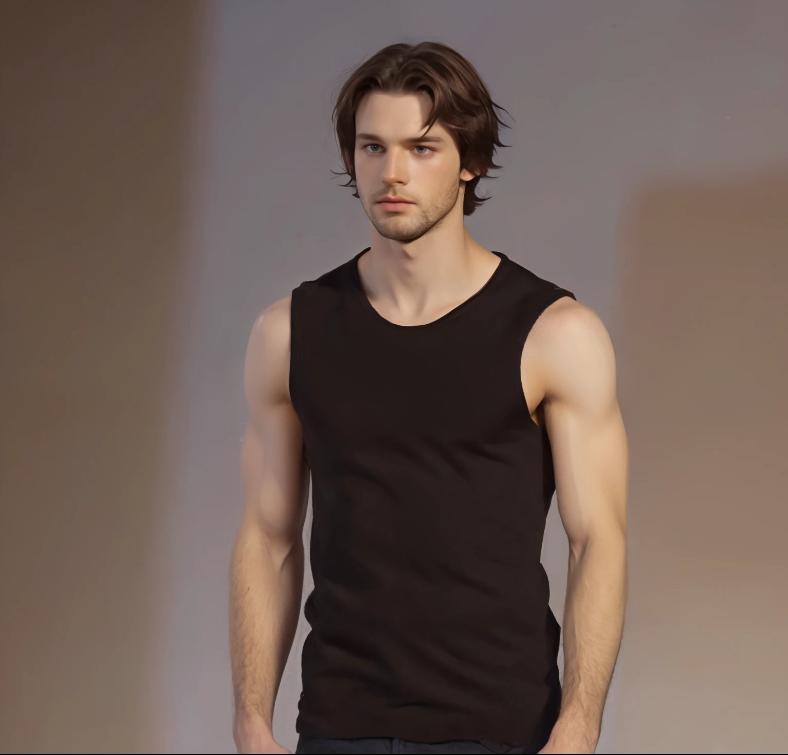 bare torso with beautiful brown hair
