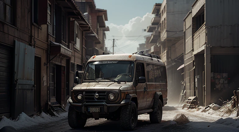modern 4x4 off-road van, hyper detailed, ultra textured, cinematic lighting, dramatic lighting, natural lighting, octane rendering, volumetric lighting, 8k