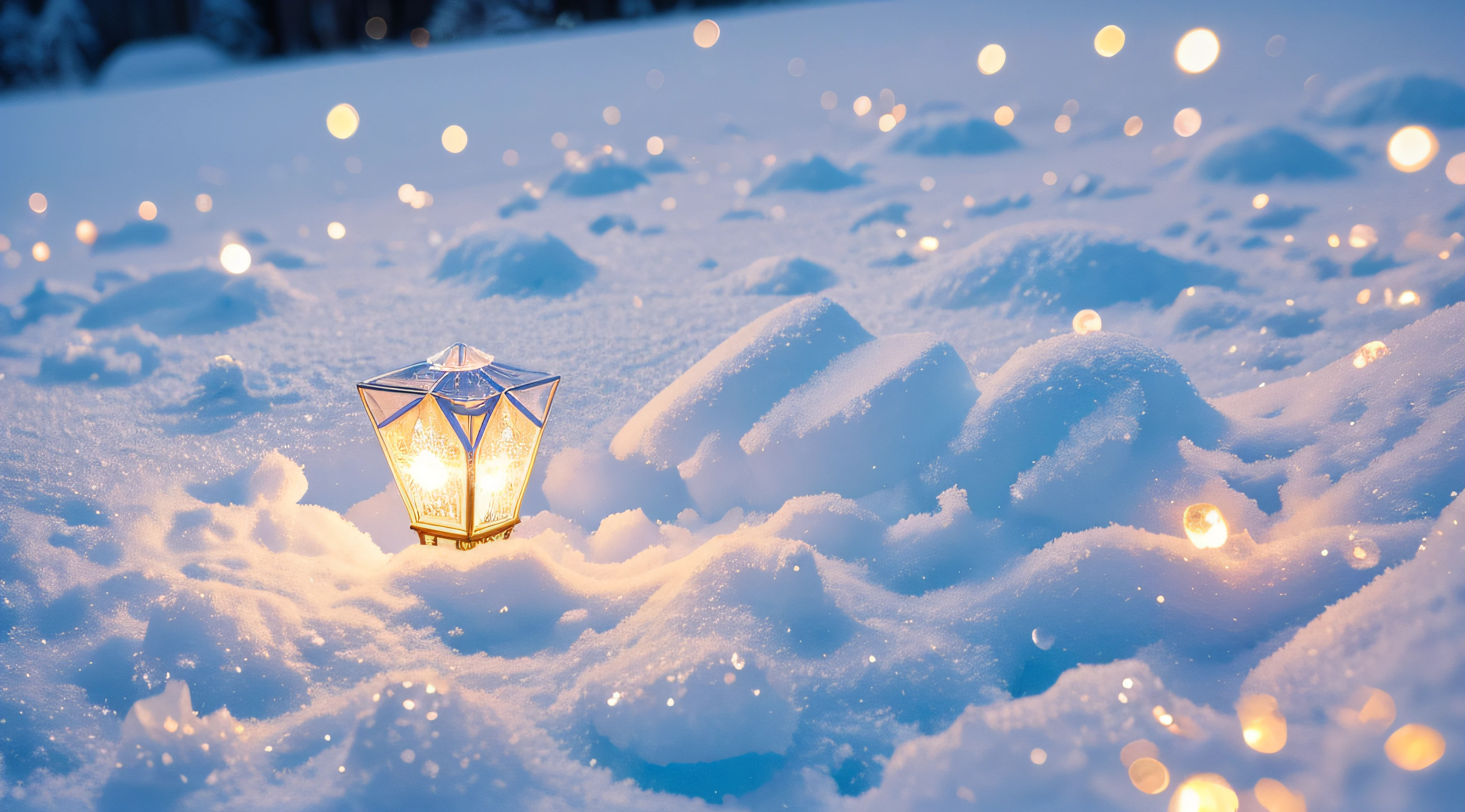 Super quality,Extremely sophisticated and complex,microcosm,(New Year elements under macro lens),snow crystal、lamplight,Presenting a unique microscopic perspective,New Year atmosphere,warm color palette