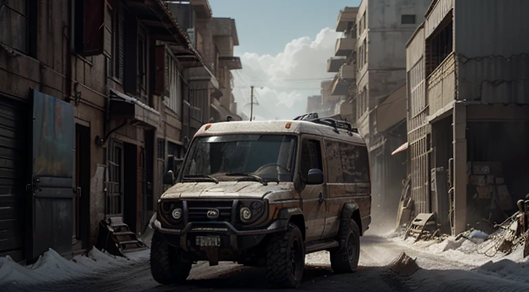 modern 4x4 off-road van, hyper detailed, ultra textured, cinematic lighting, dramatic lighting, natural lighting, octane rendering, volumetric lighting, 8k