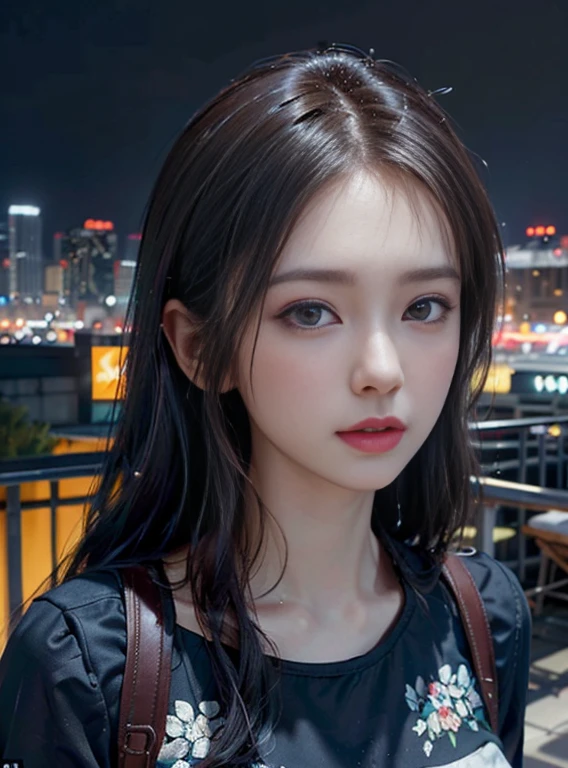 analog style, model shoot style, (full body) photo of a girl, 1girl, (night city background:1.8), ((cutest face: 1.8, perfect face:1.3)), (long hair:1.4, pale skin:1.5),
(from above:1.2), best quality, epic (by lee jeffries photo, sony a7, 50 mm, pores:1.5, colors, hyperdetailed:1.5, film grain:1.4,
hyperrealistic: 1.5), hyper-realistic lifelike texture, masterpiece, unreal engine 5, Extremely detailed CG unity 8k wallpaper, 
Madly detailed photo, hyper-realistic light, (Winner of the Pulitzer Prize for Photography and Taylor Wessing Photographic Prize)