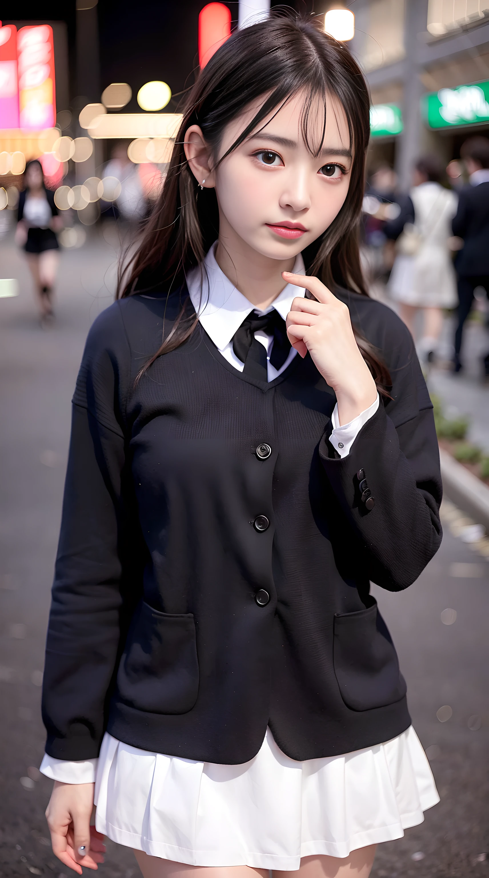 best qualtiy,tmasterpiece,超高分辨率,(realisticlying:1.4),1girll,Smaller bust,office lady uniform,black lence stockings,School classroom scene,