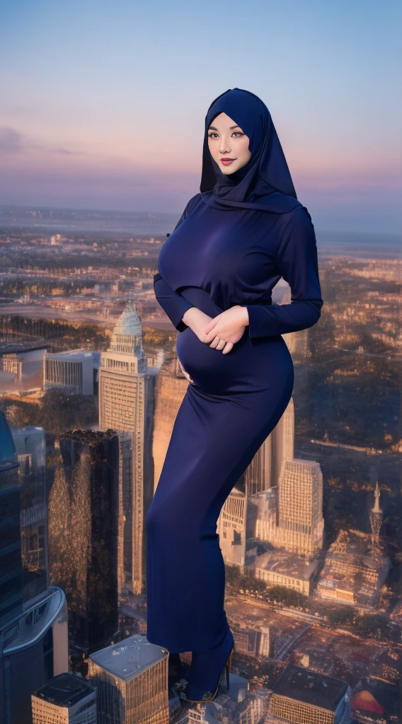 RAW, Best quality, high resolution, masterpiece: 1.3), beautiful Malay woman in hijab (iu:0.8),((huge breast)), perfect nose,perfect lips, perfect eyes, detail :1.2), soft smile, standing in the city, skyscrapers, Miami, metropolis, huge breast, full body photo, wearing simple tight clothes, jean, full body length, full body length shot, hijab, full body wide shot, full body portrait, full body ;, full height, Violet purple, full photogenic photo body, clothing photos, profile photos, stiletto, pregnant, GTS, 1 tallgts,giantess, (Long legs:1.2),Extremely tall girl，Above the house，(GTS:1.5),Aerial View，With tiny，GTSCity, , (city destruction:1.4)