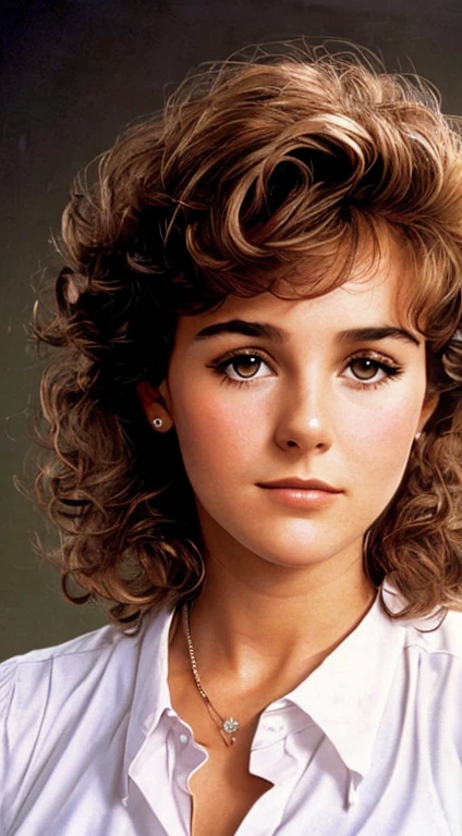 Tharsis, Spain, 1979. A young ((((17-year-old)) Carmela Estévez)), writing a novel, ((((summer clothings from the 1970s)))), ((hairstyle of the 1970s)), colorful