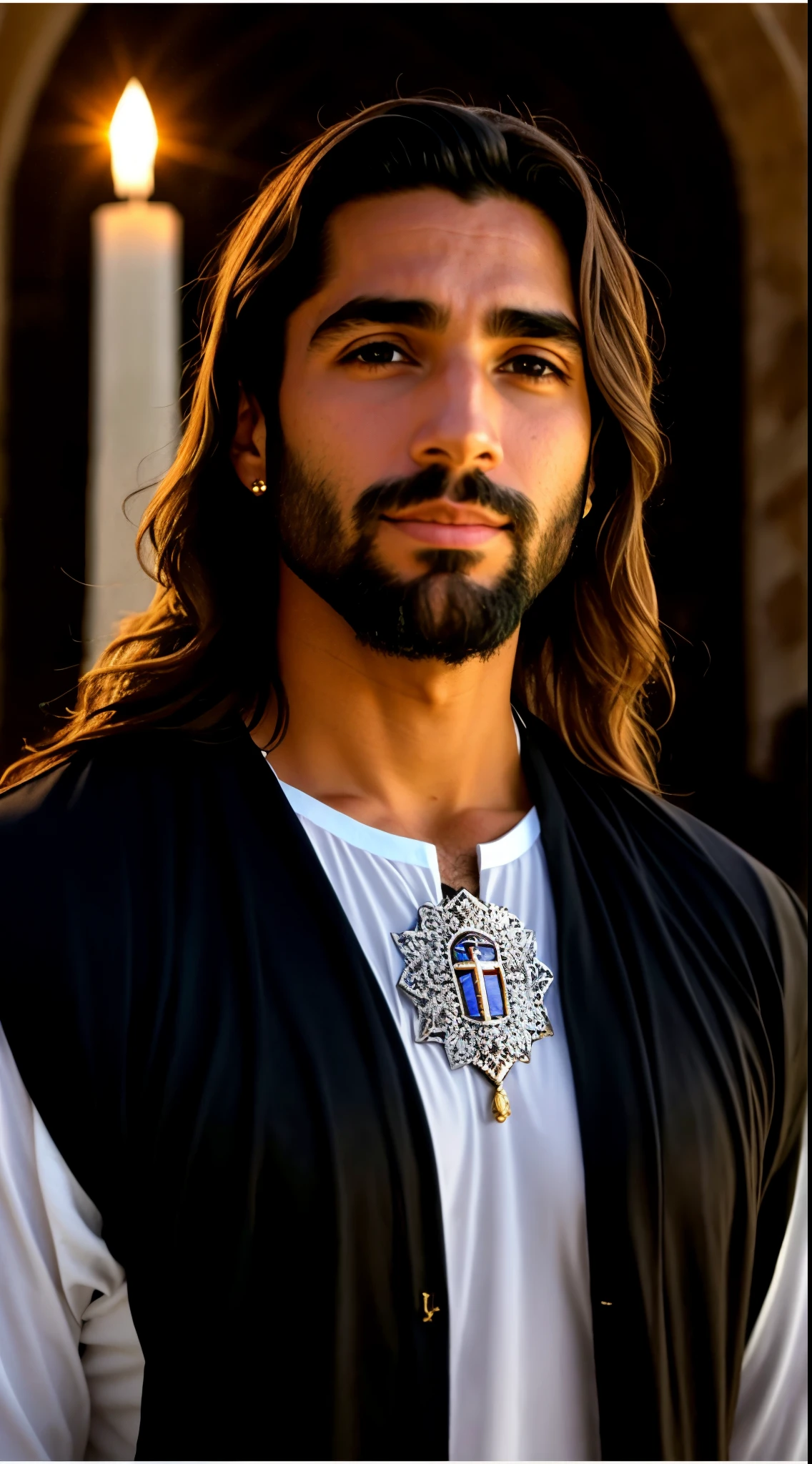 Arafed man with long hair and beard standing in front of a church, Jesus Cristo, Vestido como Jesus Cristo, jesus of nazareth, Retrato de Jesus Cristo, Christian, Jesus, homem bonito, Jovem homem grego, Alejandro, Sebastien Chabal, beautiful man, rabo de cavalo e barba, rosto de Jesus, Gal Yosef, Handsome, Macho bonito