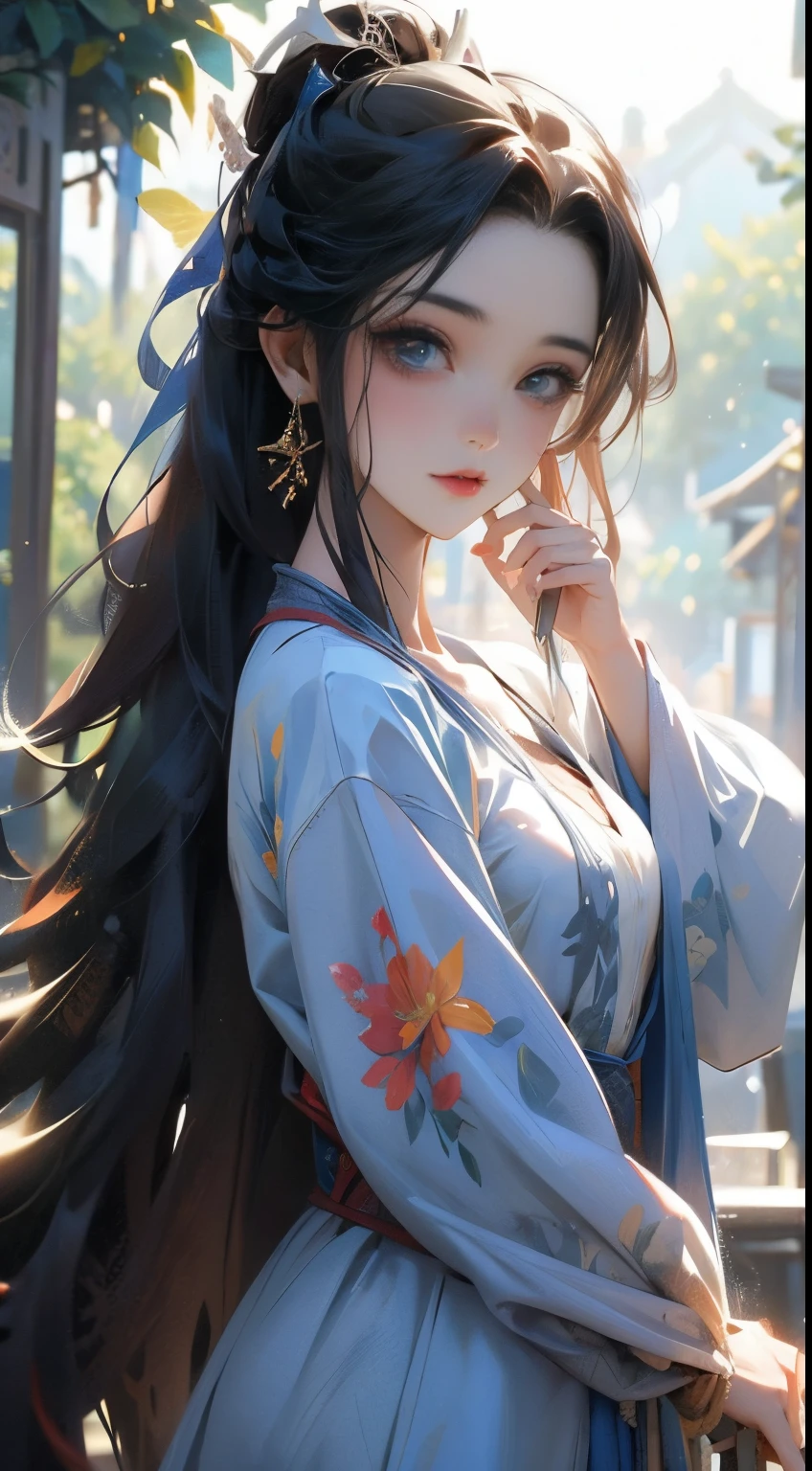 Estilo anime, best possible quality , jovem mulher nua frontal , mostra os ombros, nadando nua na lagoa , tiro de baixo, adicione cachoeira e floresta