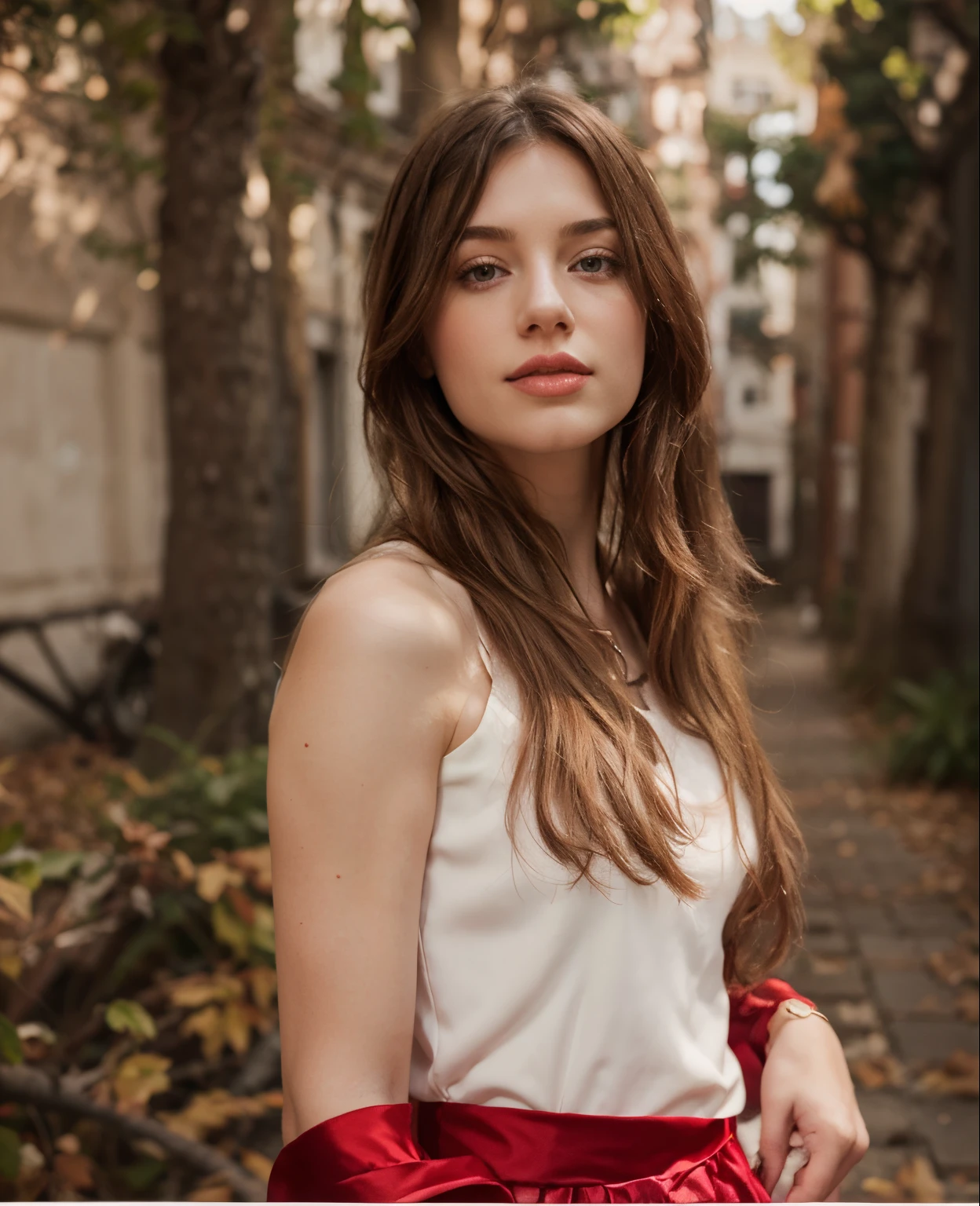 Red Diamond Color dress , Pale Skin , Realistic