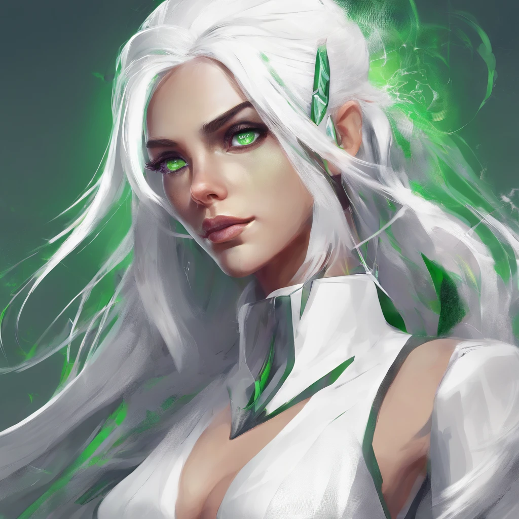 white hair green eyes