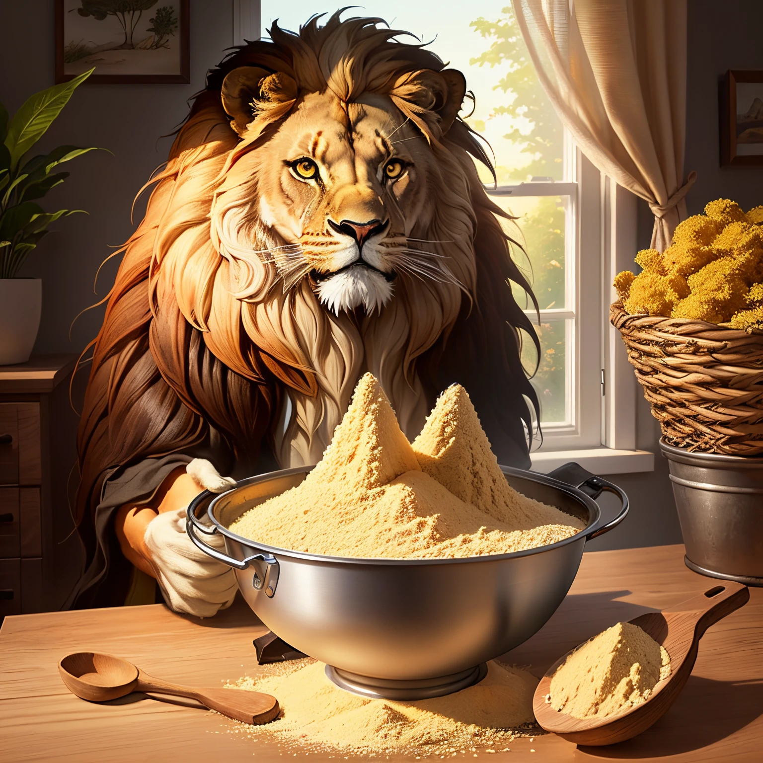 Generate a xolage of artwork that promotes Lion's Mane Mushroom Powder for using on tiktok