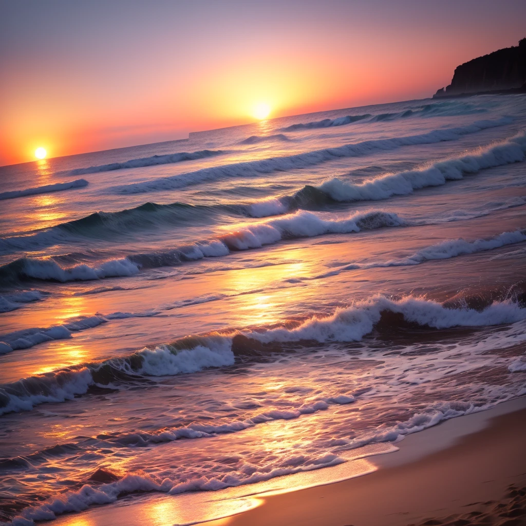 Beautiful beach in Sunset