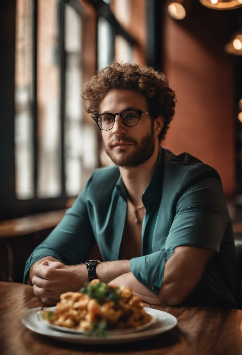 A photo of me enjoying a meal at a trendy new crypto-themed restaurant,original,He has curly, often unruly hair. He typically appears clean-shaven. He is often seen wearing round glasses. Notably, his dress style is usually casual, often seen in T-shirts or simple shirts, which is somewhat unconventional for someone of his status in the financial world. Despite his significant role in the finance and cryptocurrency industry, he has a relatively youthful look., male