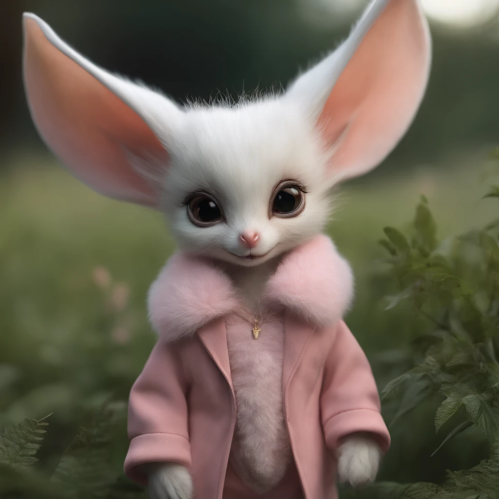 gremlin, like a swallow, Huge eyes, large ears, horns near the ears, big carrot in paws, white and pink fur, short tail, pink wool coat, The clothes, Best Quality, Masterpiece, in style of dark fantasy art, 真实感, Realism, Sovp, tmasterpiece, Brad Jongsan walks in the jungle (Night of the Fireflies), (higly detailed: 1 1), rough face, natural skin, hiquality, NSFW, pretty eyes, (Detailed face and eyes), (s face: 1 2), tumult, Complementary, real-photo, ..PSD, Lightweight Film Photography, sharp-focus, contrast lighting, Detail Skin, high resolution 8k, Crazy detailing, Realistic, professional photo of a, 8K UHD, dslr, soft light, hiquality, film grains, Fujifilm XT3