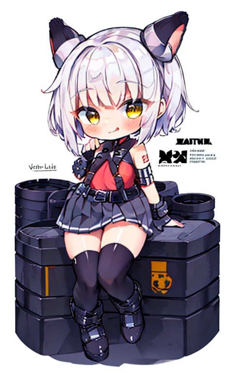 Japanese_anime_style,1figure_girl,(loli:1.5), (short_ponytail:1.3), (light_whitish_purple_hair:1.3),black_mechanical_armor_parts,white_breasts_parts_red_black_body_suit,bare_shoulder,bare_slender_thighs,medium_breasts,on_the_desk, desk_background,Stinging_eyes,(half_pupil:1.5),sleepy,thighhigh_greaves,gauntlets,dynamic_posing,bare_frank,metal_red_parts_armor,red_eye,
fists,hold_weapon,glare,navel,large_mechanical_parts,happy,waist_armor,open_mouth,rise_legs,apart_legs, (covered_navel:1.3),(very_long_bangs:1.3), (hair_over_one_eye:1.5),(long_bang_covers_right_half_of_face:1.5),
(covered_pussy:1.1),covered_breasts,armpits,