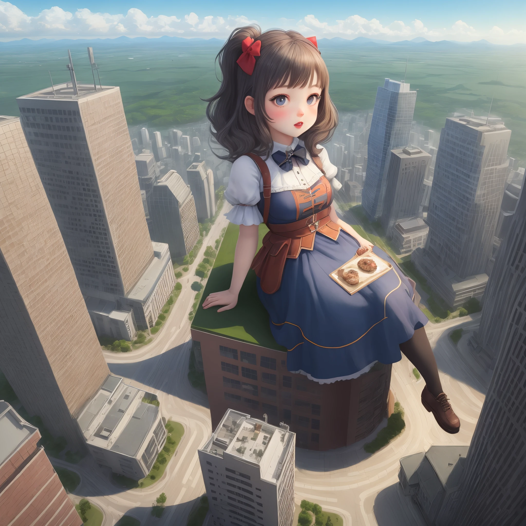 Giantess girl in a tiny city