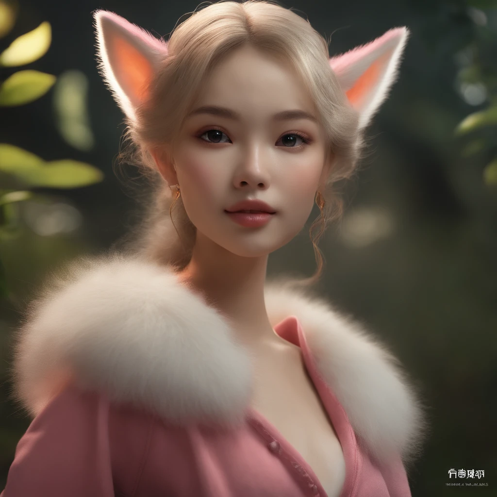 gremlin, like a fox,  girl, big breastes, Huge eyes, large ears, big carrot in paws, white and pink fur, short tail, pink wool coat, The clothes, Best Quality, Masterpiece, in style of dark fantasy art, 真实感, Realism, Fox, tmasterpiece, Brad Jongsan walks in the jungle (Night of the Fireflies), (higly detailed: 1 1), rough face, natural skin, hiquality, NSFW, pretty eyes, (Detailed face and eyes), (s face: 1 2), tumult, Complementary, real-photo, ...PSD, Lightweight Film Photography, sharp-focus, contrast lighting, Detail Skin, high resolution 8k, Crazy detailing, Realistic, professional photo of a, 8K UHD, dslr, soft light, hiquality, film grains, Fujifilm XT3