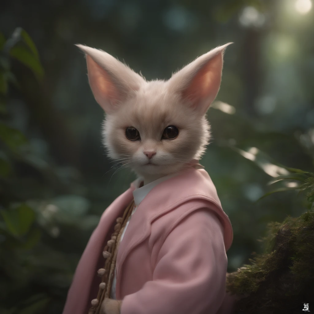 gremlin, Like a cat,  girl, big breastes, Huge eyes, large ears, big carrot in paws, white and pink fur, short tail, pink wool coat, The clothes, Best Quality, Masterpiece, in style of dark fantasy art, 真实感, Realism, a cat, tmasterpiece, Brad Jongsan walks in the jungle (Night of the Fireflies), (higly detailed: 1 1), rough face, natural skin, hiquality, NSFW, pretty eyes, (Detailed face and eyes), (s face: 1 2), tumult, Complementary, real-photo, ...PSD, Lightweight Film Photography, sharp-focus, contrast lighting, Detail Skin, high resolution 8k, Crazy detailing, Realistic, professional photo of a, 8K UHD, dslr, soft light, hiquality, film grains, Fujifilm XT3