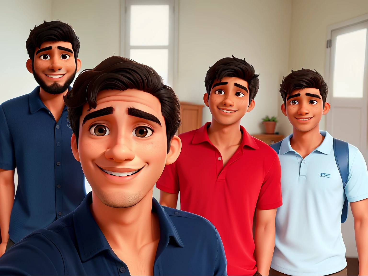 there are four men standing together in a room smiling, jayison devadas, in group photograph, jayison devadas style, group photo, captured on iphone, candid picture, facebook post, very accurate photo, selfie photo, a picture, with accurate face, portrait mode photo, instagram story, with wet faces!!, taken with sony alpha 9, with a cool pose