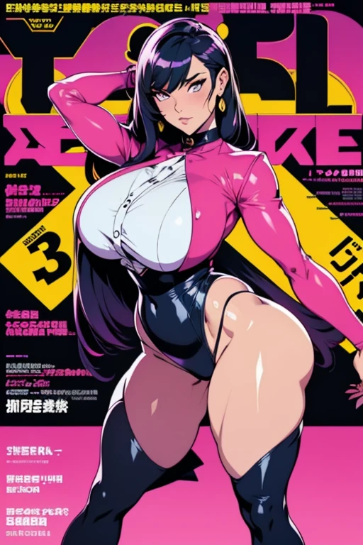 (((busty figure)))The movie poster features a young woman as the central character。She stands confidently in the center of the poster,Ripe and plump,Dress in fashion-forward clothing,With a mocking expression on his face。The background is dark and gritty,There is a sense of danger and a strong feeling。The text is bold and eye-catching,With catchy slogans,Adds to the overall drama and excitement。The color palette is dominated by dark colors,Dotted with bright colors,Make the poster dynamic and visually striking,tachi-e (Magazines:1.3), (Cover-style:1.3), Fashionab, woman, vibrant, Outfit, posing on a, Front,rich colourful,dyna,Background with,element in,self-assured,Expressing the,halter,statement,Attachment,A majestic,coil,Runt,Touching pubic area,Scenes,text,Cover of a,boldness,attention-grabbing,titles,Fashionab,typeface,Catchy,titles,more big,Smart、moderno、Trendy、focus-on、Fashionab、yellow backdrop,full body1:1,posing elegantly, naked, collar, lactate, pink nipple