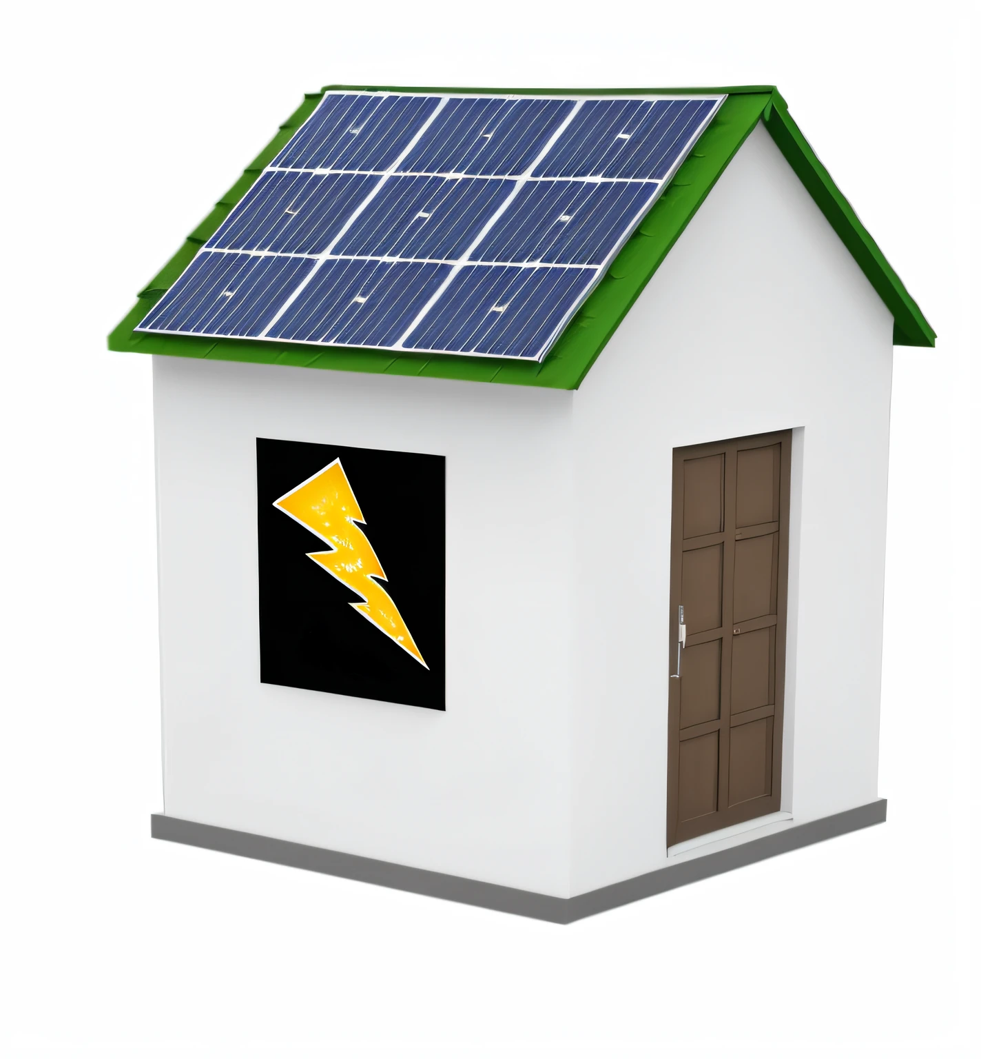 close de uma pequena casa com painel solar no telhado, solar, movido a energia solar, energia solar, rooftop solar panels, foto do produto punk solar, Electric, energia, isolado no fundo branco, utilidade, electric energy, solar panels, eletricidade, Sistema solar coberto, Processado, Energy Shield, punk solar, electricity superpowers, por Xul Solar, branco bg