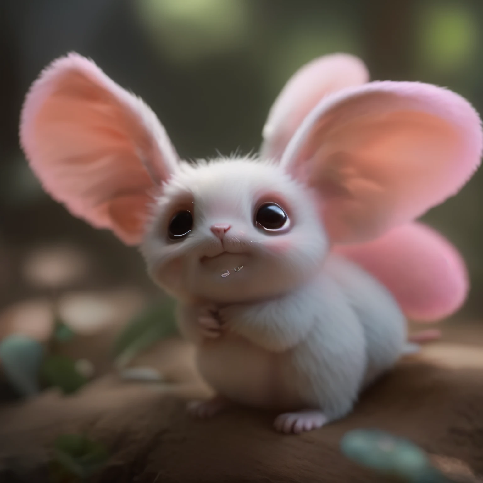 on it is a small white animal with pink wings, adorable digital painting, Cute forest creature, Cute little creature, cute detailed digital art, cute 3 d render, Cute creature, Cute Mouse Pokémon, Cute digital art, fantasy matte painting,Cute, Render monkeys, Cute Creatures, wojtek fus, creepy cute creatures everywhere, The cutest creature in the world