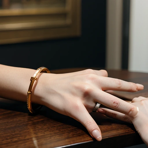 hand on table