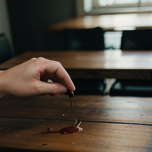 hand on table, only hand visible