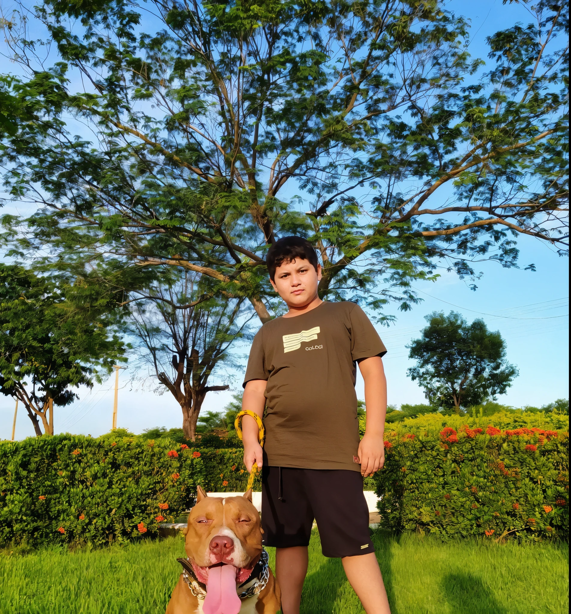 There's a man next to a dog in the grass, tommy 1 6 anos de idade, pitbull, with his hyperactive little dog, ele tem cerca de 2 0 anos de idade, ele tem cerca de 20 anos, taken with the best dlsr camera, ele tem cerca de 2 5 anos de idade, Tomado com Sony Alpha 9, with a kid, 5 anos