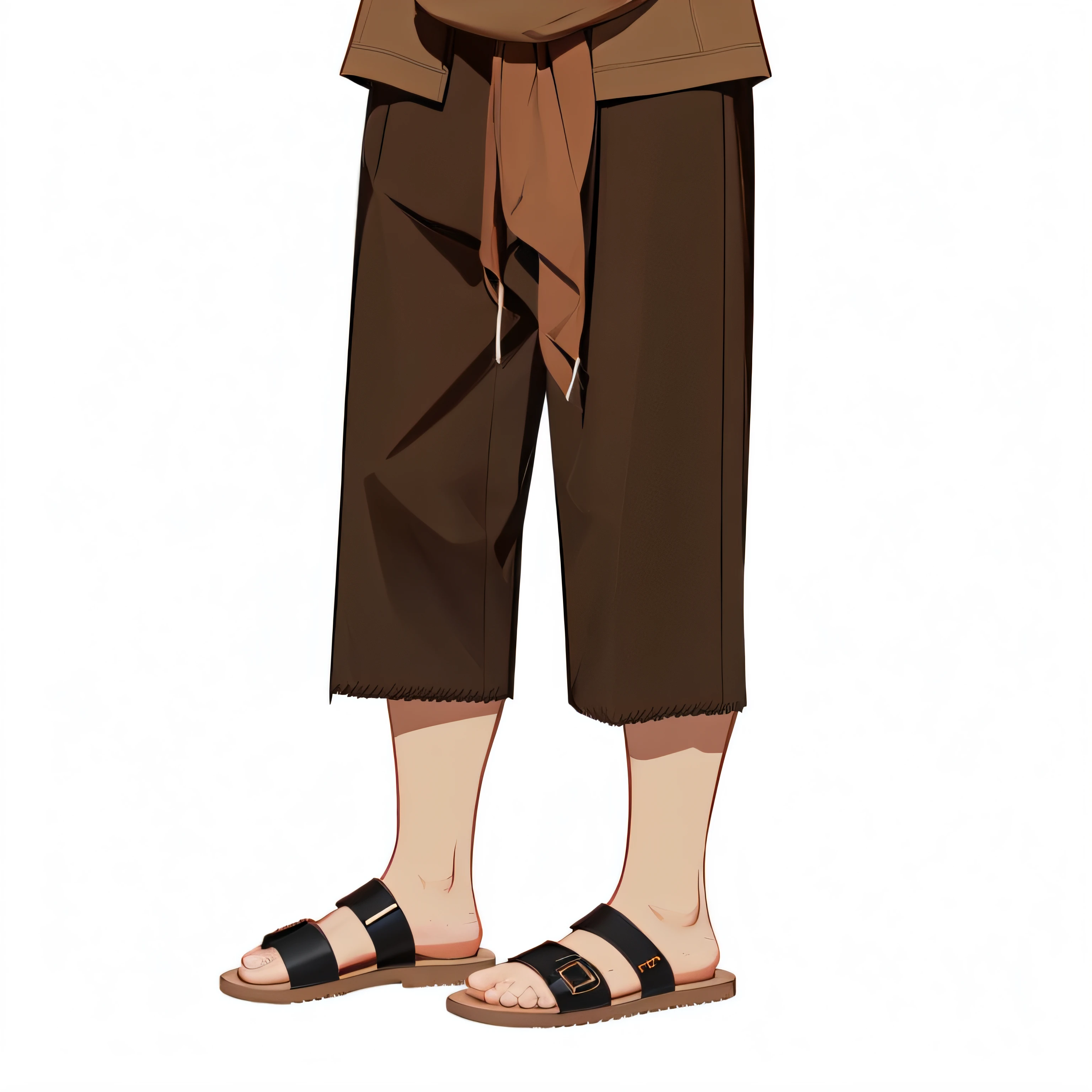 8K Ultra HD highly detailed a cartoon of a man in a brown shirt and black pants, full body picture of a male monk, distant full body view, wearing a toga and sandals, monk clothes, anime full body illustration, anime style character, full body illustration, baggy pants, dressed with long fluent clothes, male anime character, young anime man, full length character, full body character