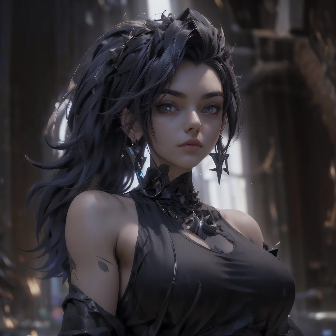 ((Best Quality, 8k, Masterpiece: 1.3)), Full Body, Focus Clear: 1.2, Outstanding Style: 1.4, Slender Abs: 1.2, ((Black Hair, Big: 1.2)), Black Tank Top, Highly Detailed Face and Skin Texture, Detailed Eyes, Double Eyelids, only two hands