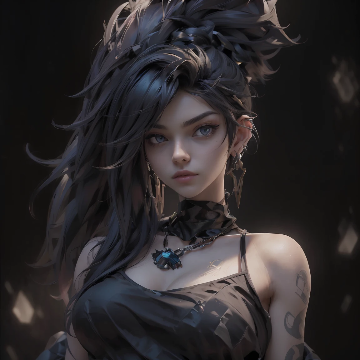 ((Best Quality, 8k, Masterpiece: 1.3)), Full Body, Focus Clear: 1.2, Outstanding Style: 1.4, Slender Abs: 1.2, ((Black Hair, Big: 1.2)), Black Tank Top, Highly Detailed Face and Skin Texture, Detailed Eyes, Double Eyelids, only two hands