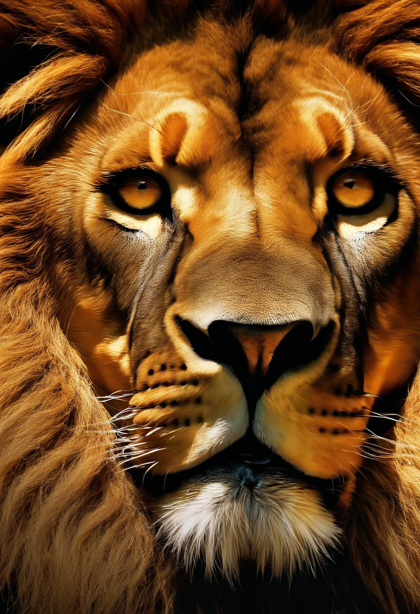A close-up shot of a lion's intense eyes, capturing the fierce and dominating presence of the predator.,Life is my canvas,Mark is a tall man with short brown hair, glasses, a short beard, wearing a black suit jacket, male