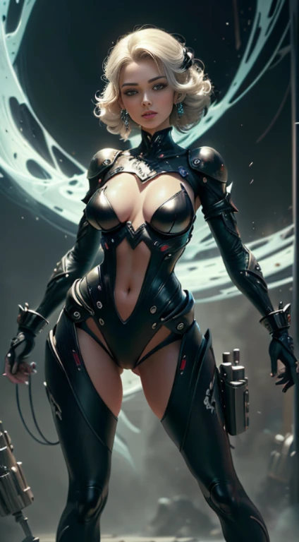 (((mulher branca jovem))), ((best quality)), ((master part)), (detalhe: 1.4), ............3d, Uma bela mulher de fantasia com Simon Bisley-estilo micro fio dental, fantasy style clothing, 2 piece outfit, longos cabelos prateados, Tatoo's Arm, guerreiro da fantasia, fantasy hands, Foi, perfectly proportions, pintura, White balance, Backgorund branco, thirds rule, crysisnanosuit,LoRaeyes,Nijistyle,knee tights,olhos azuis, (((fechar para cima)))