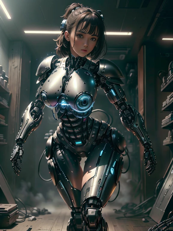 ((8k, best quality, master part, Ultra Highres:1.0)), (Seios enormes:1.2, Seios naturais,Sagging Tits), atletic, delgado,(Cybernetic armor:1.3),