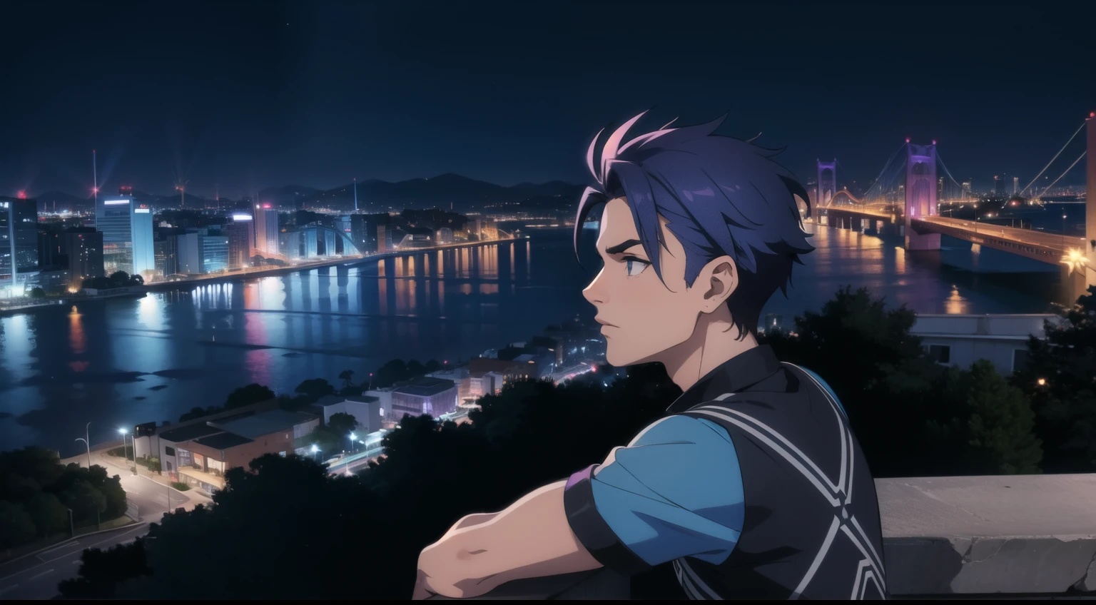 rock, motorik, azul e roxo, cidade, musica, noite
