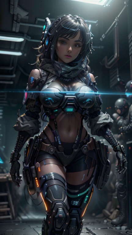 ((best quality)), ((master part)), (altamente detalhado:1.3), ....3d, Beautiful (Cyberpunk:1.2) special forces, Robort,female with thick and voluminous hair wearing (usando camuflagem_uniforme:1.1), armadura,cabo,digital (camuflar:1.3),HDR (high dynamic range),ray tracing,NVIDIA RTX,Super-Resolution,Unreal 5,Subsurface scattering,PBR Texturing,Post-processing,anisotropic filtering,profundidade de campo,Maximum clarity and sharpness,texturas multicamadas,Mapas de albedo e especular,surface shading,Accurate simulation of light-material interaction,perfectly proportions,octan render,Two-tone lighting,ampla abertura,ISO baixo,White balance,rule of thirds,8K BRUTO,Subpixel eficiente,sub-pixel convolution, Preto e branco, Agora mesmo
