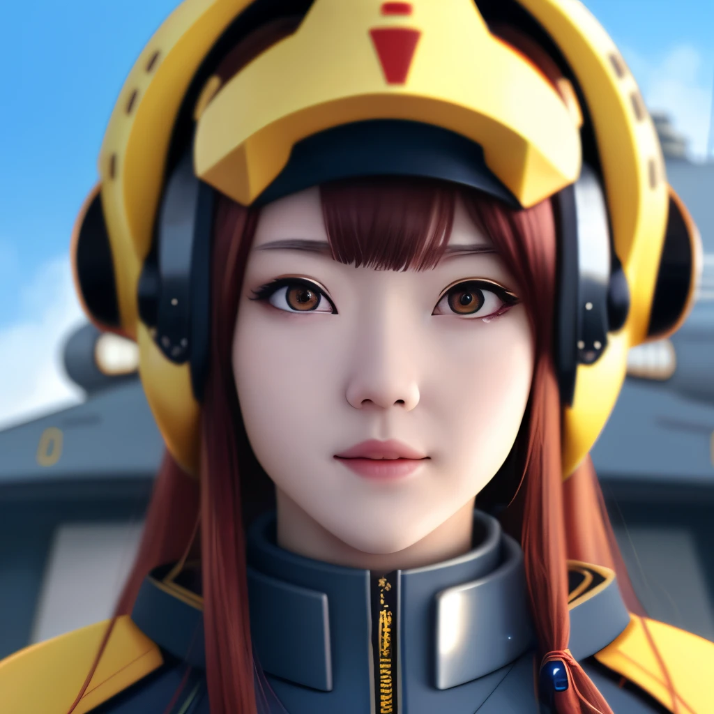 Space Battleship Yamato's only crew member。 Senyuki Beautuful Women eyes cut long Yellow bodysuit realistic photoRealstic 8K High Definition a picture