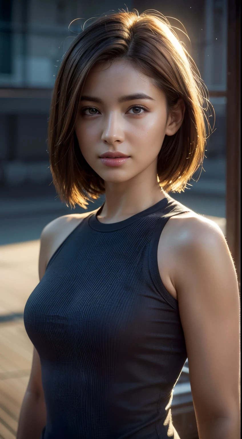 dressed, (photo realistic:1.4), (hyper realistic:1.4), (realistic:1.3), (smoother lighting:1.05), (increase cinematic lighting quality:0.9), 32K, 1girl,20yo girl, realistic lighting, backlighting, light on face, ray trace, (brightening light:1.2), (Increase quality:1.4), (best quality real texture skin:1.4), finely detailed eyes, finely detailed face, finely quality eyes, (tired and sleepy and satisfied:0.0), face closeup, t-shirts, (Increase body line mood:1.1), (Increase skin texture beauty:1.1)