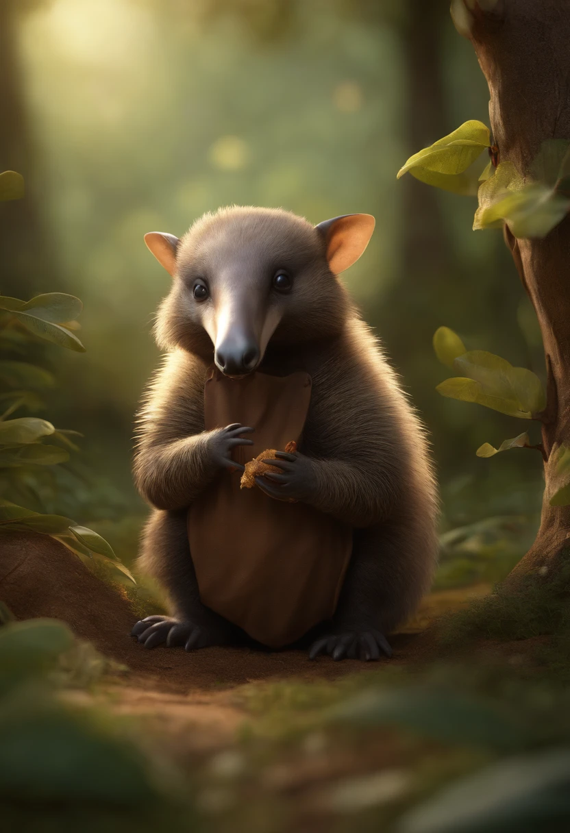 (CBZBB:1.25),gremlin, gremlin, echidna-like, ((anteater)), in a clearing under an oak tree, holding an acorn in his paws, CBZBB,Cute, Small, baby, Beautiful, Fantasy art, deviant art, trending artstation, Digital Art, Detailed, Realistic, humanoid, character, tiny, Cinematic shot, cinematic portrait of the Anteater, cute character, looks like an anteater,